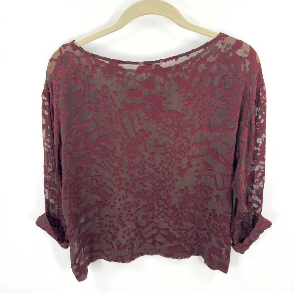 Club Monaco Top Womens XS Velvet Burnout Whimsigoth Fairy Grunge Vamp Sheer - Picture 4 of 8